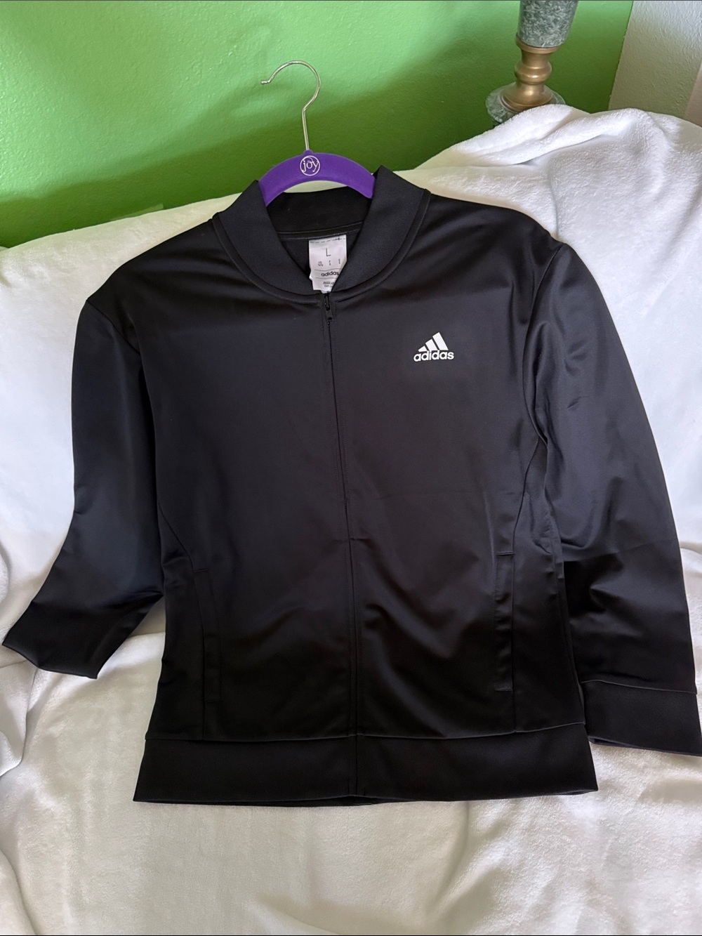 adidas Black Full-Zip Athletic Jacket with White Logo